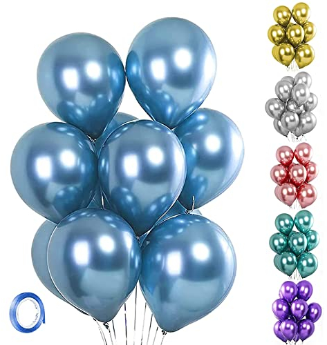 Unisun Metallic Balloons, 20 PCS 12 Inch Thick Chrome Metallic Blue Balloons Helium Shiny Balloon for Birthday Baby Shower Wedding Anniversary Festival Carnival Party Decorations (Blue)