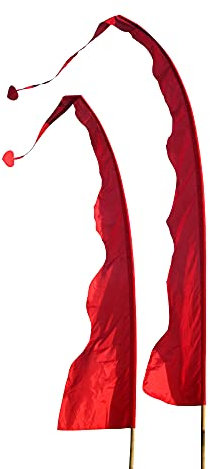 DEKOVALENZ - Balifahne WAVE, Stoff ohne Stange, versch. Farben+Längen, Fahnenlänge:5 Meter, Farbe:rot