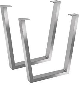 SAM Tischgestell in V-Form 2er Set, Roheisen lackiert, Silber, 70x10x74 cm | Kufengestell für Holztische, Gestell für DIY-Projekte