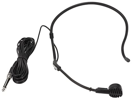 Ohrbügelmikrofon, Tragbares Kabelgebundenes Headset-Mikrofon, Ergonomisches, Dynamisches Mikrofon mit 6,35-mm-Schnittstelle, 5 M Langes Kabel, für TV-Show-Moderatoren, Rundfunkanstalten, Sänger