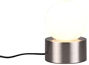 Tischleuchte Silber Touch Kugel Glasschirm Weiß, Höhe 17cm