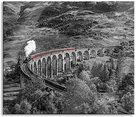 Eisenbahnviadukt in Schottland Herdabdeckplatte & Spritzschutz aus Echtglas | Für Herd-Kochfelder | 60x52 cm