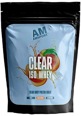 AMSPORT® Clear Whey Isolate - leicht löslich - Proteinshake auf Wasserbasis - Made in Germany - fruchtig lecker (Eistee-Pfirsich)