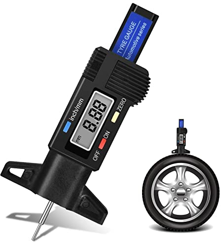 Cozlly Misuratore Battistrada Pneumatici, Digitale Misuratore di Profondità Battistrada, Calibro per Spessore Battistrada Pneumatico con LCD Display, per Bicicletta Auto Camion Moto 0-25mm