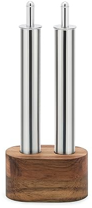 Ipac - Set 2 pièces huile et vinaigre inox avec socle en bois