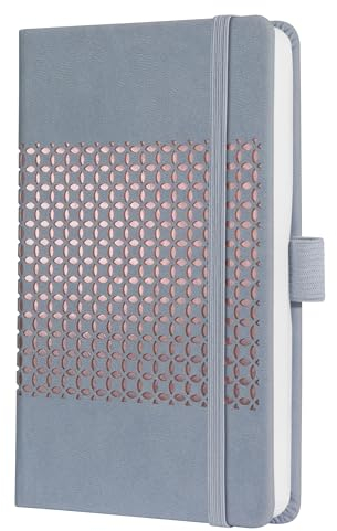 SIGEL J5208 Wochenkalender 2025 A6, Jolie, hellgrau, Hardcover mit samtig-weicher Oberfläche, Gummiband, Stiftschlaufe, Einstecktasche, 174 S., vegan, Buchkalender, Terminplaner