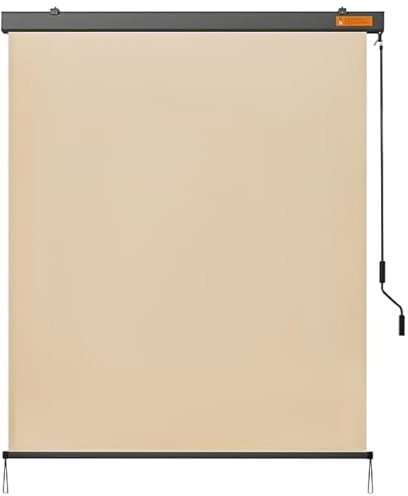 Yaheetech Tenda da Sole Verticale a Rullo Avvolgibile con Manovella Protezione Solare Impermeabile Parasole per Balcone Esterno Terrazza 160 x 250 cm Beige