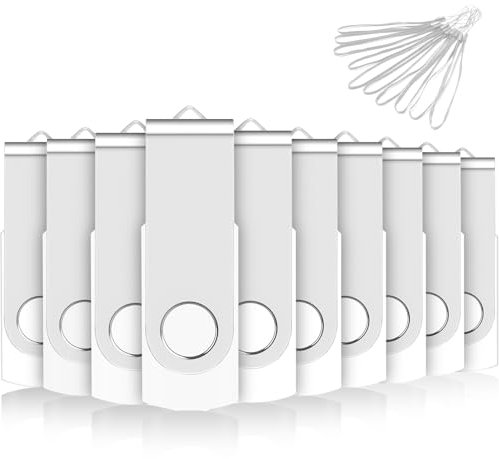 Cle USB 8 Go, EASTBULL Clé USB 2.0 Flash Drive Clef USB Pivotant Stockage Disque Mémoire Stick Pendrive avec 10 Cordes (8GB*10PCS)