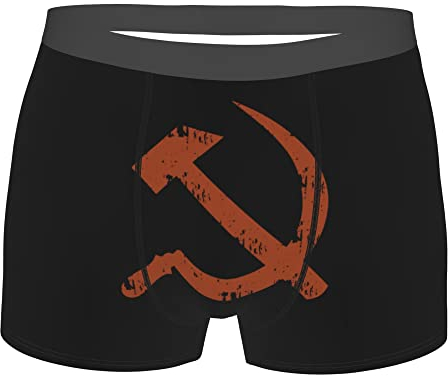 ddohsGOE Herren-Boxershorts, Motiv: Galaxie, Bisexuelle Flagge, atmungsaktiv, Stretch, mit Tasche für Männer, Jugendliche, Ehemalige Sowjetunion Flagge Hammer Sichel, XL