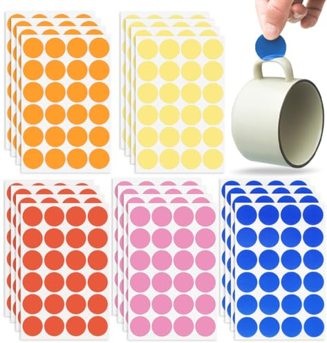 QOWUXHZ 480 Stück Bunte Sticker Punkte Runde 30 Mm Punktaufkleber Selbstklebende Markierungspunkte Wasserdicht Klebepunkte Aufkleber Kleine Farbkodierung Etiketten Mehrfarbig