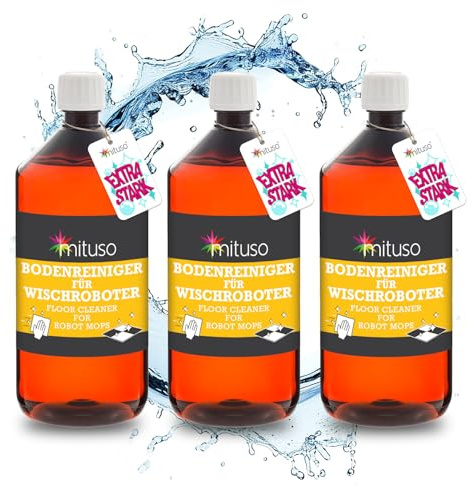 Bodenreiniger für alle Wischroboter 3x 1000 ml - Extrem gründliches Reinigungsmittel - streifenfrei, schaumarm und schnelltrocknend - ideal für Laminat, Fliesen, Parkett, PVC - mituso