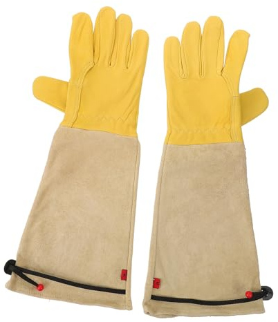 LALADEFIEE Guantes de Jardinería para Flores y Plantas, Resistentes a Espinas Cuero y Hebilla Ajustable, Protección para Manos, Cómodos para Mantenimiento Diario