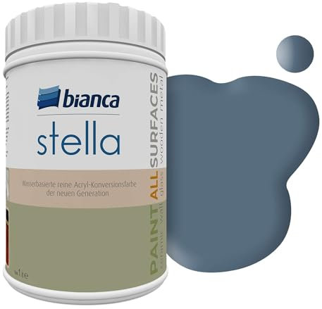 Bianca Stella Parfümierte Wasserbasierte Möbelfarbe Ohne Schleifen - Für Bad & Küche, Möbel, Holz, Fliesen & Alle Oberflächen, Marineblau, Glänzend, Kratzfest & Hochdeckend, 1000ml