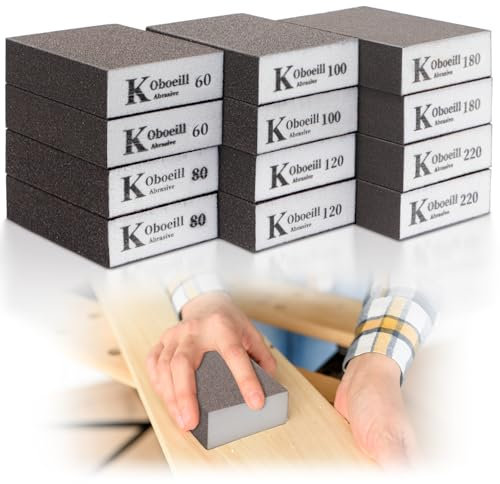 Selutiya12 Pcs Sanding Blocks, 6 Grits(60/80/100/120/180/220), Coarse/Medium/Fine/Superfine Wet and Dry Dual-use Abrasive Pads,Sanding Blocks for Walls, Sandpaper Block, Washable and Reusable