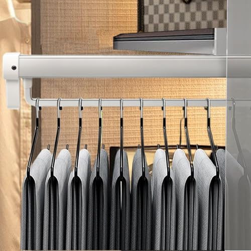 Pull Out Clothes Hanger Rod,36cm Extendable Pull Out Clothes Rail,Wardrobe Trousers Clothing Storage, Adjustable Hanger Pole for Pants Clothing Storage,Space Saving,Load 30kg