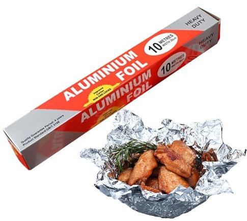 Birtern Pellicola da cucina – 200 x 30 cm foglio di alluminio con taglierino, rotolo per avvolgere alimenti, barbecue, grigliare e arrostire