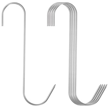 QUARKZMAN 4pz 180mm Ganci per Carne in Acciaio Inossidabile 304 Gancio Macellaio a Forma di S per Appendere Carne Affumicatura Grigliatura Costine Manzo BBQ (Carico MAX 5 kg)
