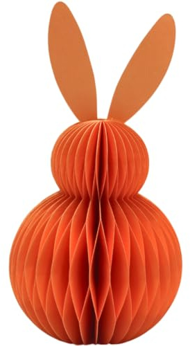 Dekohelden24 XXL Deko-Hänger Honeycomb, Papier Honeycomb, Osterdeko, Wabenhase aus Seidenpapier, Osterhase aus Papier/Pappe in Orange, magnetisch, Lieferumfang 1 Stück, L/B/H 16 x 16 x 30 cm