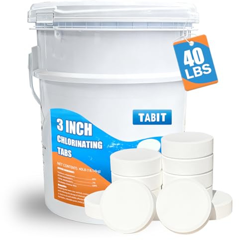 Chlorine Tablets 3 inch 40 Pounds, TABIT Swimming Pool Long Lasting Chlorinating Tablets, Slow Dissolving, Tri-Chlor for Swim Pool, Hot Tubs, Spa