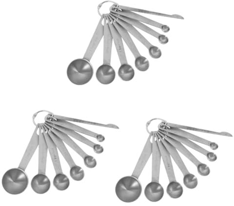 PRETYZOOM 3 Juegos Cuchara Dosificadora De Cocina Servicio Automático Bol Ayuda Cucharas Medidoras Measuring Spoons Cucharilla Cucharaditas Cuchara Medidora Acero Inoxidable Silver 8 Uds * 3