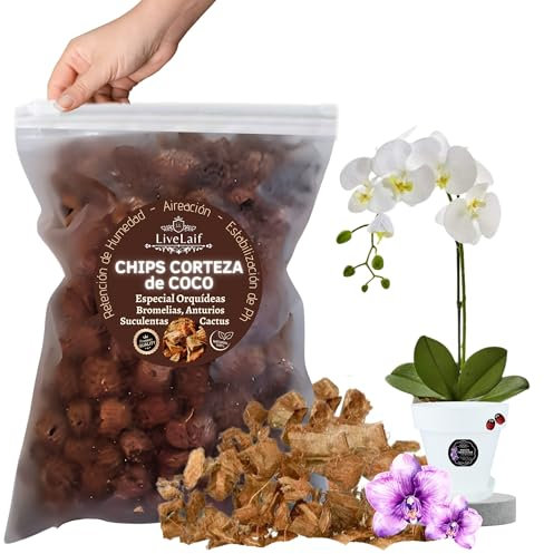 LiveLaif®- Chips Corteza de Coco | Coco Chips sin Fibra Ideal para Mezclar en Sustrato Orquideas, Suculentas, Cactus | Aireación y retención Humedad | Sustrato de Coco para Plantas (Chips de Coco 2L)