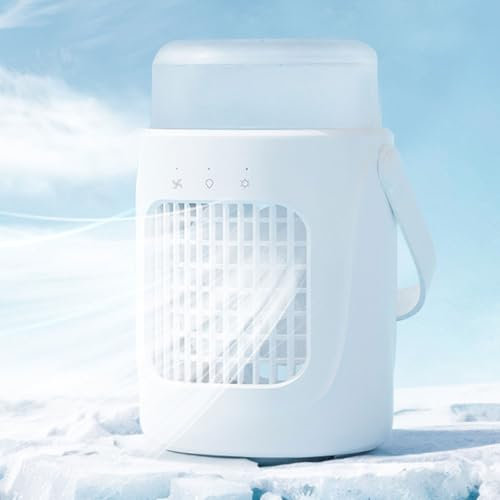 GWFBLID Portable Air Conditioner Evaporative Air Cooler with 600ML Water Tank 3 speeds& 7 Colorful Night Light 180° Oscillating 3-Speed Personal Air Conditioner Cooling Fan Humidifier for Home Office