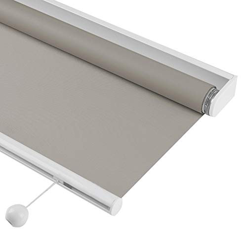 Tenda a rullo automatica, con sollevamento a molla, personalizzabile, per ufficio e soggiorno, protezione solare, grigio, 90 x 150 cm, 2 opzioni di colore, facile installazione