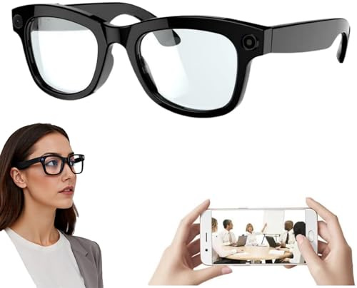 HDaspijh AI Smart Glasses, with HD 500W Pixels Camera & Speakers, Voice Control, Music Playback, App Compatibility, Real-Time Translation, WiFi Transmission, for Travel, Music, Calls,B