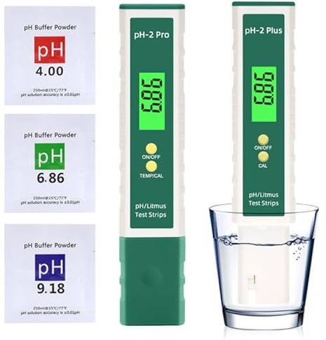 GOEDCH Probador de pH Digital de Precisión: Medidor de pH para Piscina con Función Simulación Tira Girasol, Prueba Impermeable Calidad Agua, Calibración Auto para Piscina, Acuario