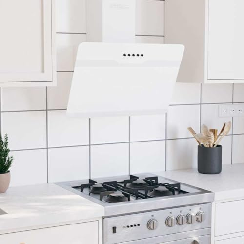 Générique Hotte Murale 60 cm Acier et Verre trempé Blanc,Hottes aspirantes,8.56KG-51668