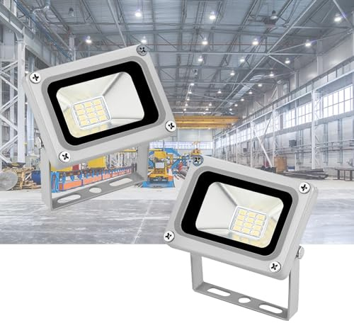 IINCOOY Lot De 2 Projecteurs LED 12 V CC 10 W, Étanches IP65, Éclairage De Sécurité, Blanc Froid, Éclairage Mural Extérieur, 800 LM, Lampe De Paysage Lumineuse for Voiture, Camping-Car, Cour
