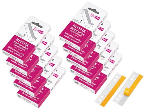 VELOFLEX 2002000 - HEFTFIX Heftstreifen, Abheftstreifen, 105 mm lang, 50er SB-Packung, selbstklebend, glasklar (10, Heftfix SK)