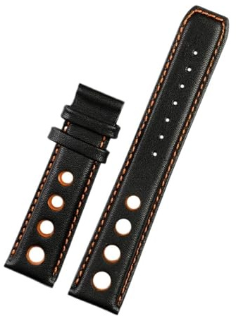 TLCBAZCF Läderrem kompatibel med Tissot 1853 sport klockarmband racing PRS516 T91 1853 övre lager kohud 20 mm (svart orange nr)