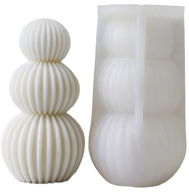 Ldabrye Moule à bougie à sphère géométrique rayée portable pour les amateurs d'art et les bougies parfumées