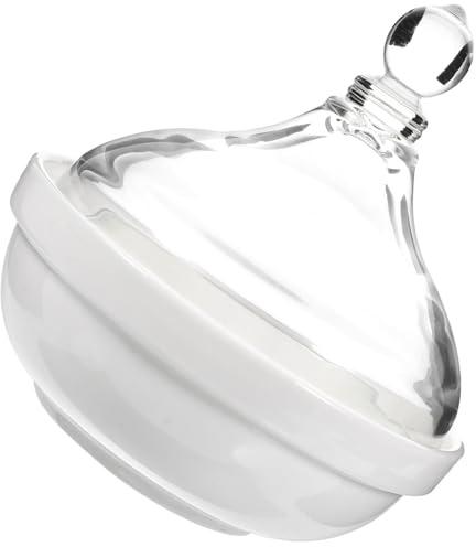 ERINGOGO Bol à Dessert Céramique Blanc avec Couvercle Bol à Pudding et Ramequin pour Cuisson pour Fruits et Pâtisseries Facile à Nettoyer Usage Domestique