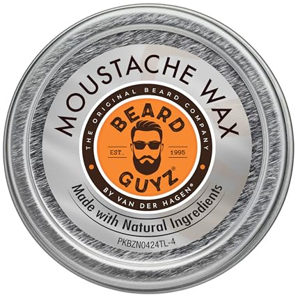 Beard Guyz Moustache Wax – Strong Hold Styling for Mustache & Facial Hair – Natural Beeswax & Carnauba Wax Grooming Balm for Sculpting, Shaping & Conditioning – 1 oz