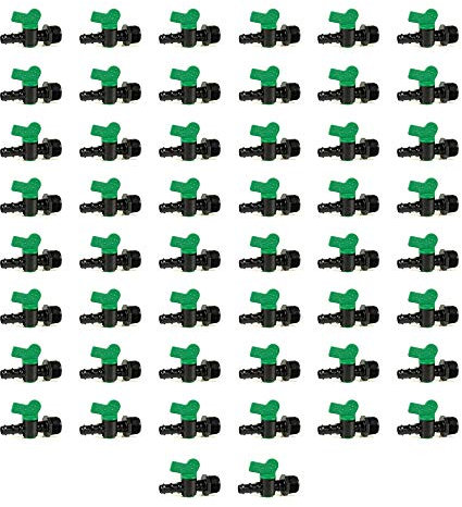 Suinga Pack 50 Valvole di Chiusura 20mm x 1/2'' Filetto Maschio | Valvola per Irrigazione a Goccia per Collegare Tubo 16mm a Filetto Maschio, nero