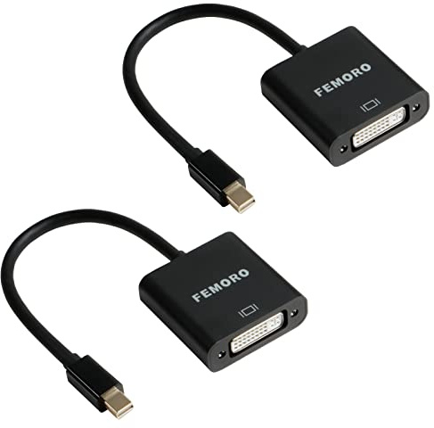 Mini DisplayPort to DVI Adapter 2 Pack, MDP Display Port (Thunderbolt 2 Port Compatible) to DVI-D Adapter Male to Female for MacBook Air/Pro Microsoft Surface Pro PC Monitor TV Projector and More