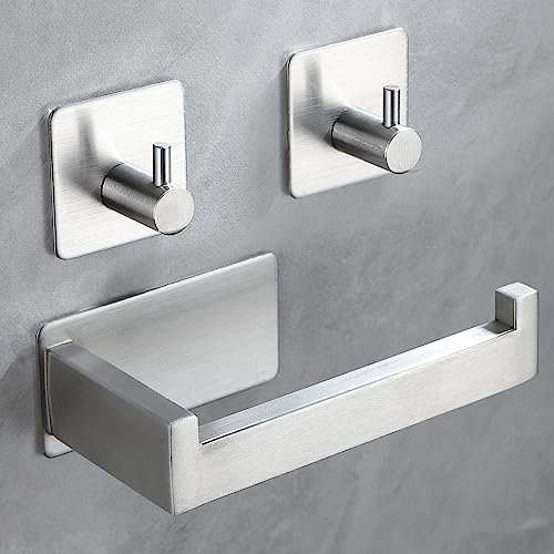 YIGII Portarotolo Carta Igienica e 2 Pezzi Ganci Adesivi per Bagno, Cucina, in Acciaio Inox