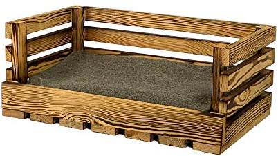 Lycce Haustiersofa für kleine Hunde und Katzen Holz geflammt 50cm x 30cm x 20cm