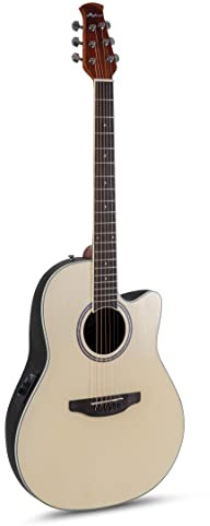 Applause Electro-Acoustic Guitar Traditional AB24 Mid Cutaway - Roundback Lyrachord Body Mid-Depth - AP3TP Preamp - Spruce Top - Natural Satin - AB24-4S