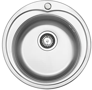 JASSFERRY 49 cm Fregadero de Cocina de Acero Inoxidable 1 Seno Redondo