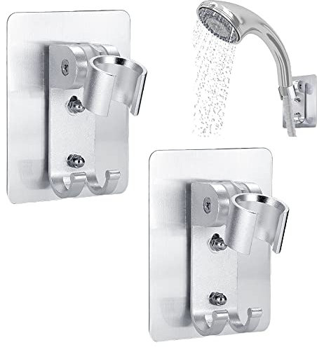 2 Pcs Accroche Douchette Orientable Support,avec à Angle Réglable Support Mural pour Pommeau de Douche,Support Pommeau Douche,Support de Baguette de Douche Réglable,pour Salle de Bain Hôtel(Argent)