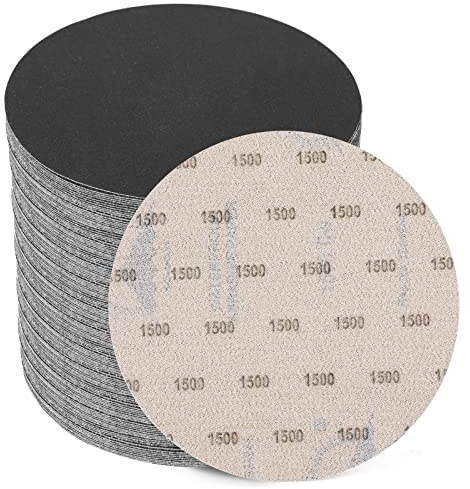 6 Inch 1500 Grit Sanding Disc, GOH DODD 25 Pieces Wet Dry Sandpaper Hook and Loop Sanding Pads Silicon Carbide Sand Paper for Random Orbital Sander Auto Metal Glass Resin Wood Polishing Sanding