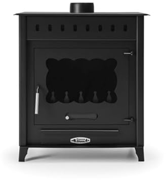 Prensa Stove - Estufa de Leña Grande Modelo TEIDE 2 de 14,3 kW – Diseño Tradicional en Acero de 4 mm – Cristal Cerámico – Salida Superior Ø150 mm – Alta Eficiencia