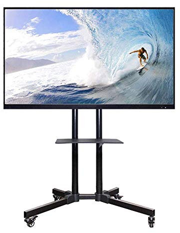 Carro de soporte de TV móvil con ruedas de bloqueo y estante multimedia grande para televisores de 32-65 pulgadas, carro de TV de oficina/laboratorio, soporte de 45 kg (Size : Total Height 1.35M) ()