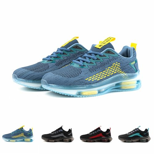 Hitmars Mens Trainers Road Running Shoes Trail Gym Sports Cushioned Lightweight Fashion Non Slip Sneakers Blue Size 8.5UK=43EU