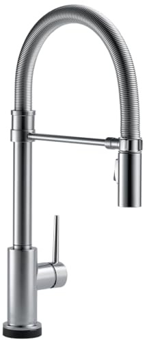Delta Faucet Trinsic Touch Kitchen Faucet with Touchless Technology, Brushed Nickel Pro Commercial Style Kitchen Faucet, Kitchen Faucets with Pull Down Sprayer, Arctic Stainless 9659TL-AR-DST