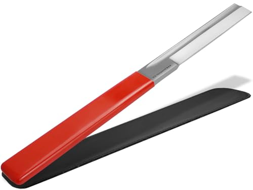 InstrumenteNrw Premium Hufmesser für Pferde - Extra große scharfe gerade Edelstahl Klinge -Extra Langer Profi Hufschneider 36,5 cm - Klauenmesser mit rutschfestem Griff - inkl. Etui