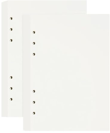 JIANTA 2 Pezzi Carta di Ricarica A5, 192 Fogli/384 Pagine 6 Fori Ricariche di Carta A5 Inserti per Raccoglitori, A5 Carta Vuota di Ricarica per Planner, Diario